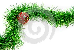 Christmas Time: Isolated Tinsel and Bauble