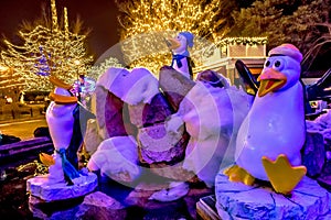 Christmas time winterfest celebration at carowinds amusement park in carolinas