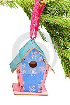 Christmas toy blue birdhouses