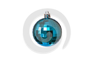 Christmas toy in the form of disco ball for decoration on a white background, isolated, soft focus