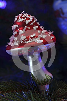 Christmas toy in the form of a fly agaric