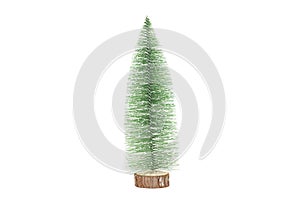 Christmas toy - a green Christmas tree with whitened edges, imitating snow, isolated