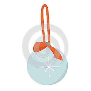 Christmas toys and balls. Different shapes new year decorations. Cartoon style icons set. Vector illustration