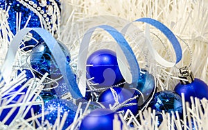 Christmas Toys balls on white decoration