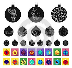 Christmas toys black,flat icons in set collection for design.New Year balls vector symbol stock web illustration.