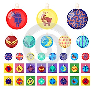 Christmas toys cartoon,flat icons in set collection for design.New Year balls vector symbol stock web illustration.