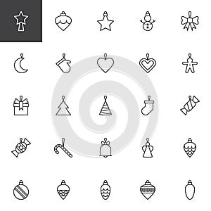 Christmas Toys outline icons set