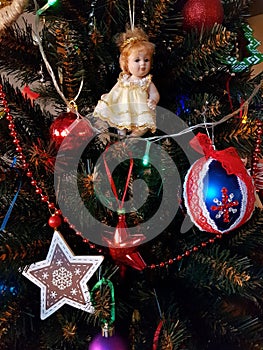 Christmas toys on the tree