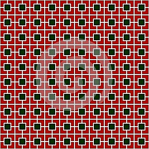 Christmas traditional colors square chain abstract background. Mosaic wallpaper. Geometric seamless pattern