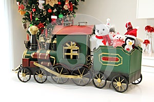 Christmas train ornament with stuffed animals