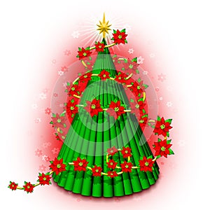 Christmas Tree 3D with Flowers