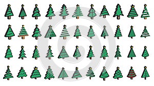 Christmas tree 3D outline icons set. linear style symbols collection, line signs pack. vector graphics. tree decoration