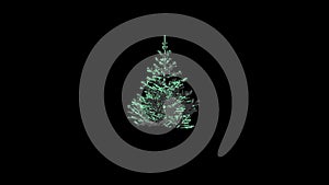 Christmas tree 3d rotate on black background