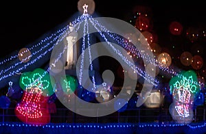 Christmas Tree Abstract with Colorful Lights