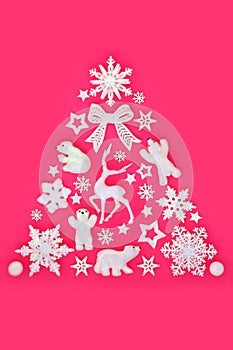 Christmas Tree Abstract North Pole Design with White Decorations