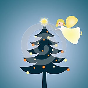 Christmas tree with Angel and star.
