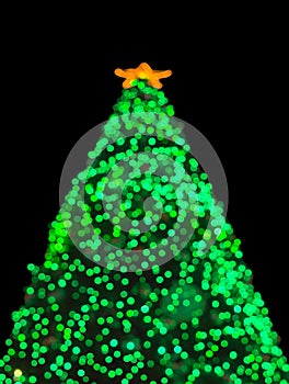 Christmas tree as green circle bokeh