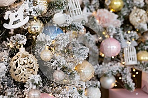 Christmas tree background and Christmas decorations