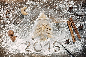 Christmas tree baking rustic background
