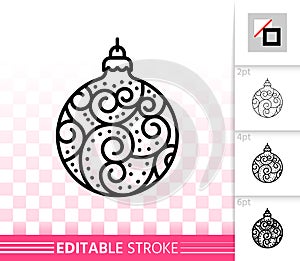 Christmas Tree Ball simple black line vector icon