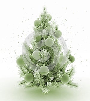 Christmas tree with balls. 3d render illustration