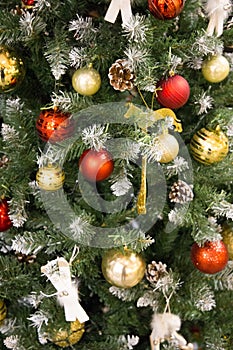 Christmas tree balls decoration background