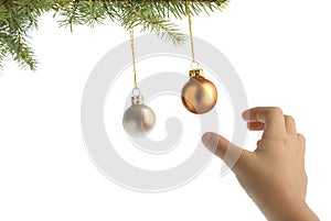 Christmas tree balls and hand