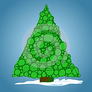 Christmas tree of balls, hand-drawn, vector illustration