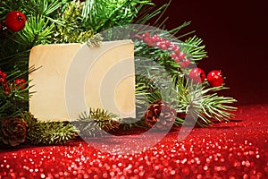 Christmas tree banches with note