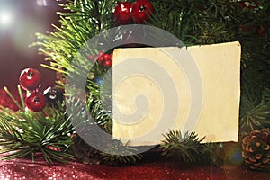 Christmas tree banches with note