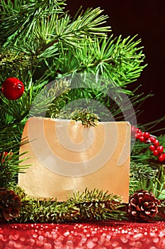 Christmas tree banches with note