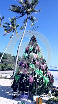 Christmas tree on a beach