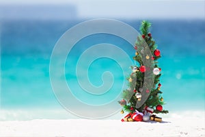 Christmas tree on the beach in summer