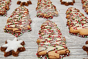 Christmas tree biscuits in perspective.