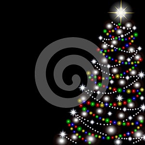 Christmas tree on a black background. Vector