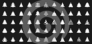 Christmas Tree black flat glyph icons vector set