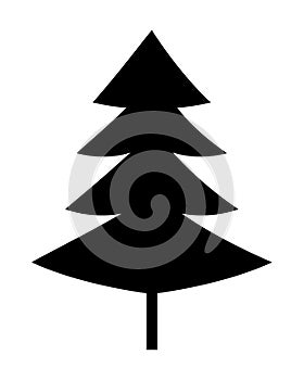 Christmas Tree Black Silhouette Vector Icon