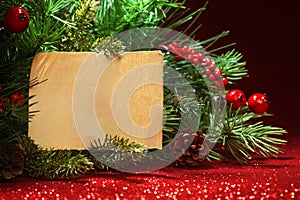 Christmas tree with blank note