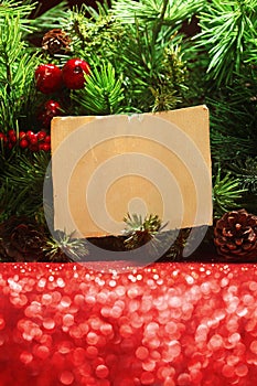 Christmas tree with blank note