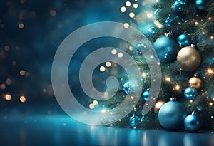 Christmas tree blue, abstract blur beautiful bright blue color gradient background v1