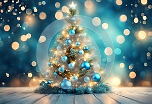Christmas tree blue, abstract blur beautiful bright blue color gradient background v6