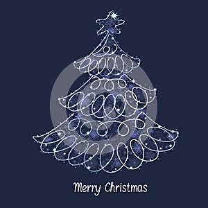 christmas tree on blue background