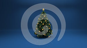 Christmas tree on blue background