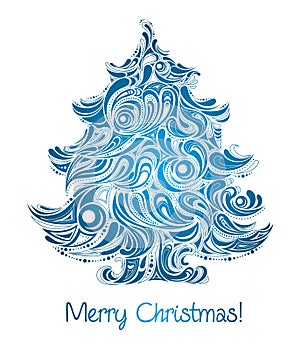 Christmas tree in blue color