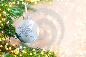 Christmas tree the bokeh background. Christmas greeting card backgrounds