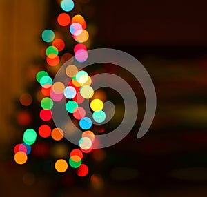 Christmas tree with bokeh lights, abstract christmas background photo
