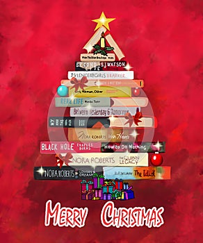 Christmas tree with books