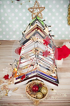 Christmas tree of books