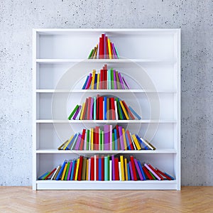 Christmas tree from books on the shelf