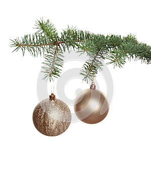 Christmas tree branch with balls